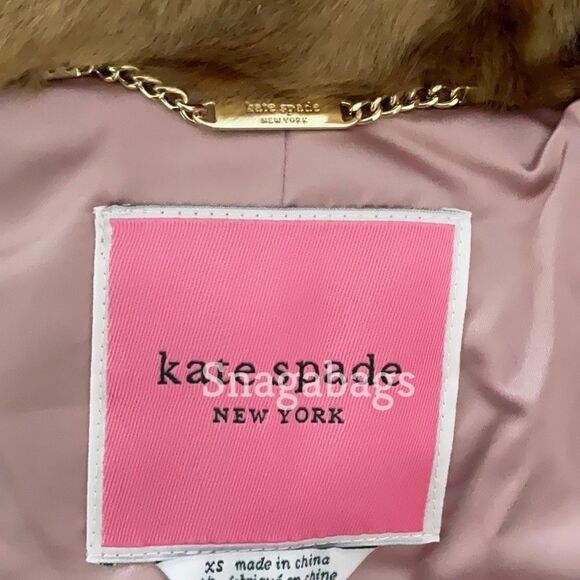 KATE SPADE NWT WARM GINDER BREAD SHORT FAUX  FUR COAT JACKET Small - Picture 10 of 12